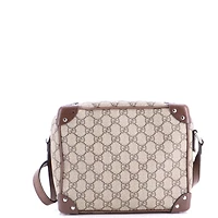 Pre-Owned Gucci Trunk Shoulder Bag Gg Coated Canvas with Studded Leather