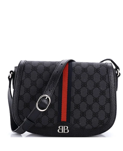 Pre-Owned Gucci Medium x Balenciaga The Hacker Project Flap Messenger Bag Bb Canvas