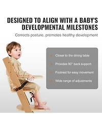 Gouun Toddler Wooden High Chair for Babies and Toddlers Adjustable Convertible Feeding Chair with Tray