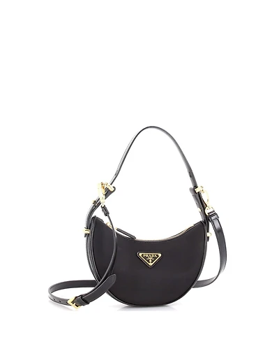 Pre-Owned Prada Small Arque Half Moon Hobo Tessuto