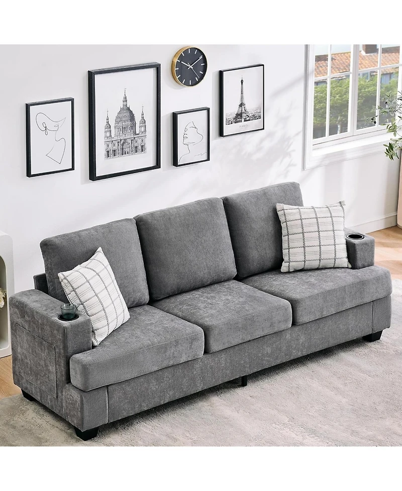gaomon 89" 3-Seater Sofa, Chenille Couch with Deep Seat