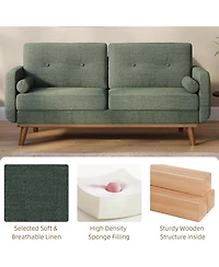 gaomon 65" Loveseat Sofa, Linen 2-Seater Couch with Pillows and Tufted Design