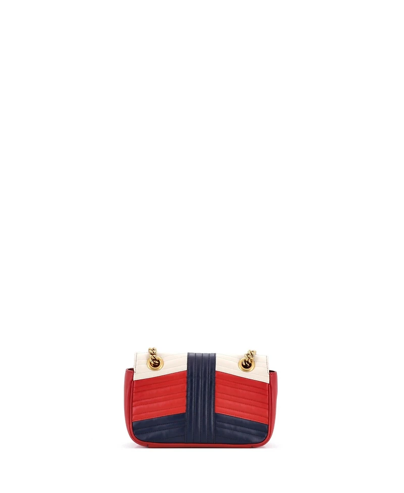 Pre-Owned Gucci Small Gg Marmont Flap Bag Matelasse Leather