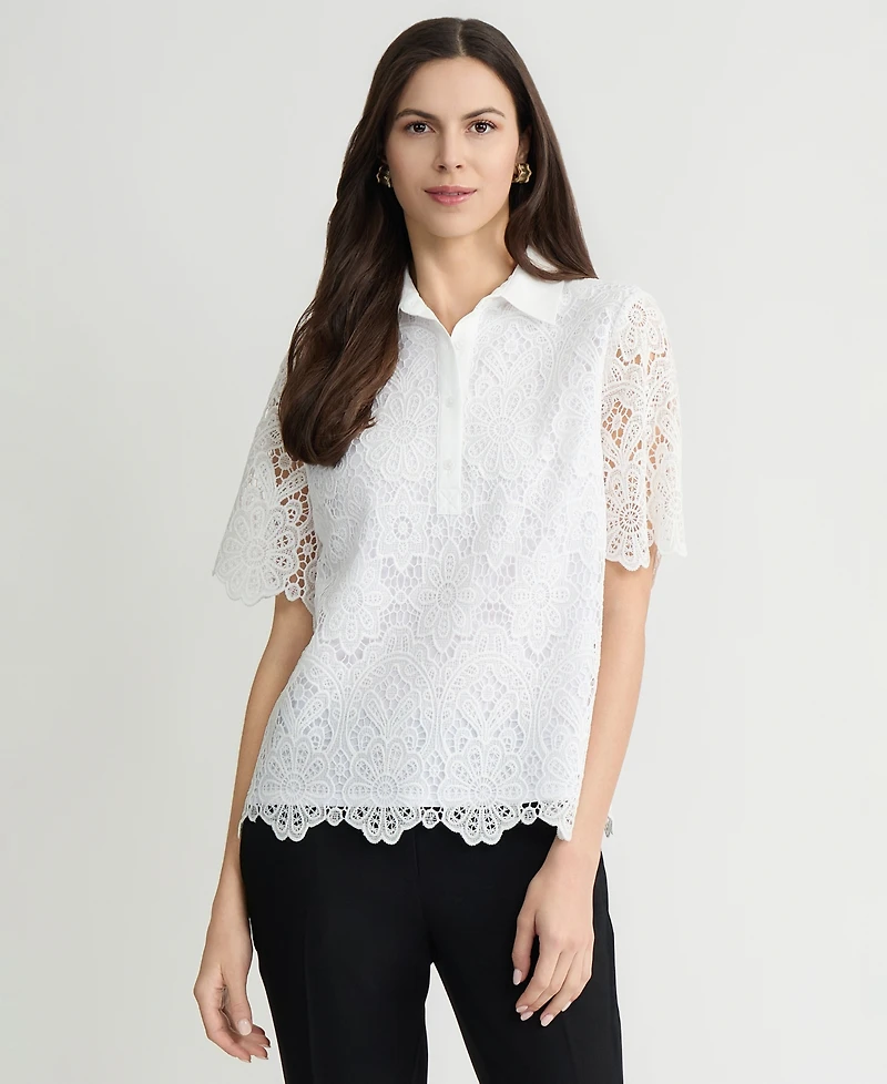 Kasper Women's Collared Lace Shirt