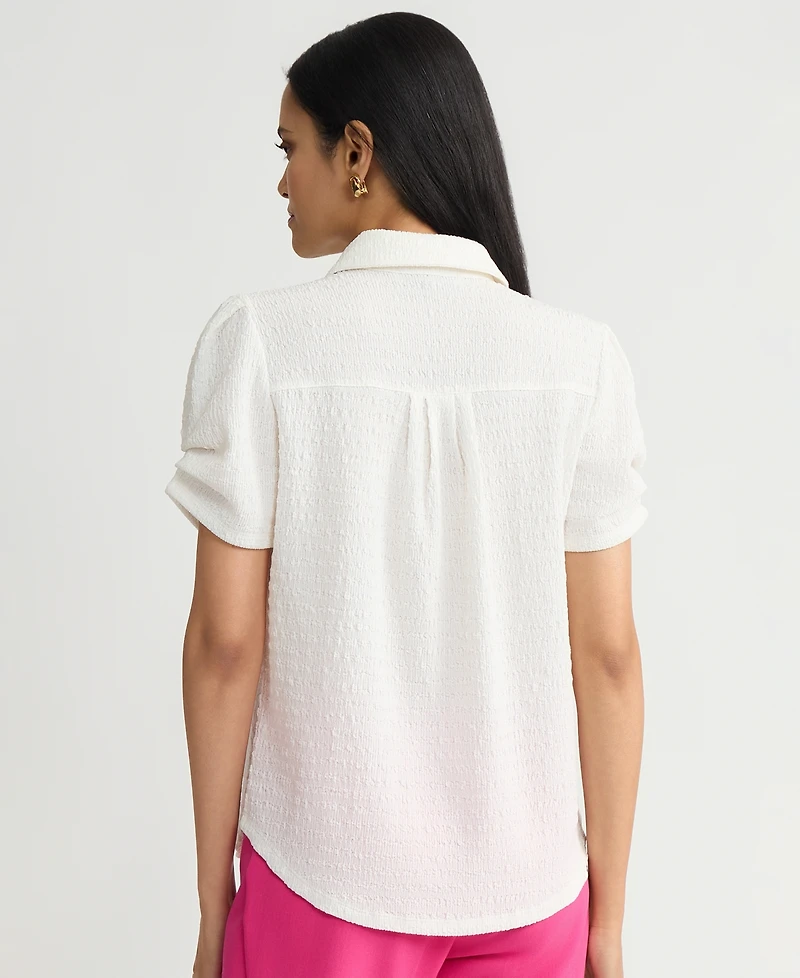 Kasper Women's Textured Collared Button-Front Blouse, Regular & Petite
