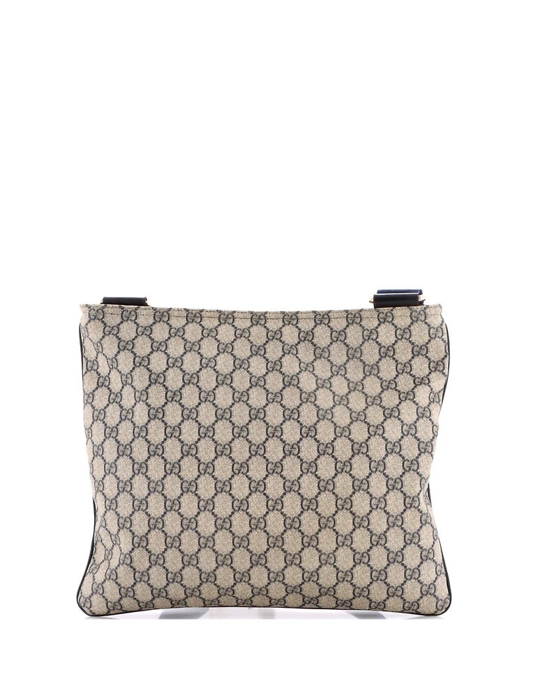 Pre-Owned Gucci Large Zip Top Messenger Bag Gg Coated Canvas