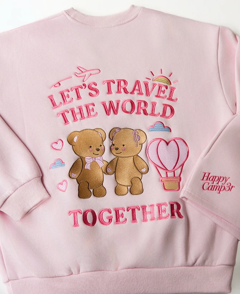 The Happy Camp3r Juniors' Travel Together Embroidered Crewneck Sweatshirt