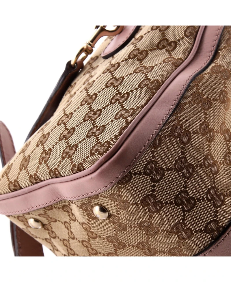 Pre-Owned Gucci Medium Vintage Web Boston Bag Gg Canvas