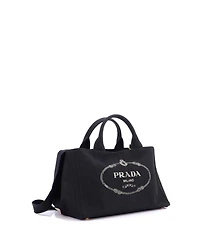 Pre-Owned Prada Medium Canapa Convertible Tote Canvas