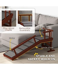 PawHut Wooden Dog Ramp with Removable Guardrails, Non-Slip, 49",
