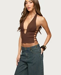 Edikted Women's Aneera Cutout Plunging Halter Top