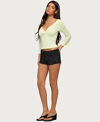 Edikted Women's Mar V Neck Quarter Sleeve Top