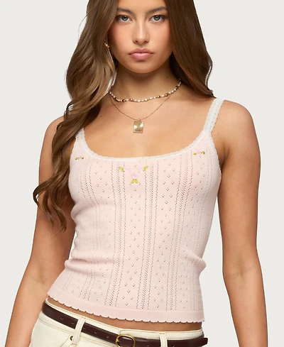 Edikted Women's Rosaliee Pointelle Knit Tank Top