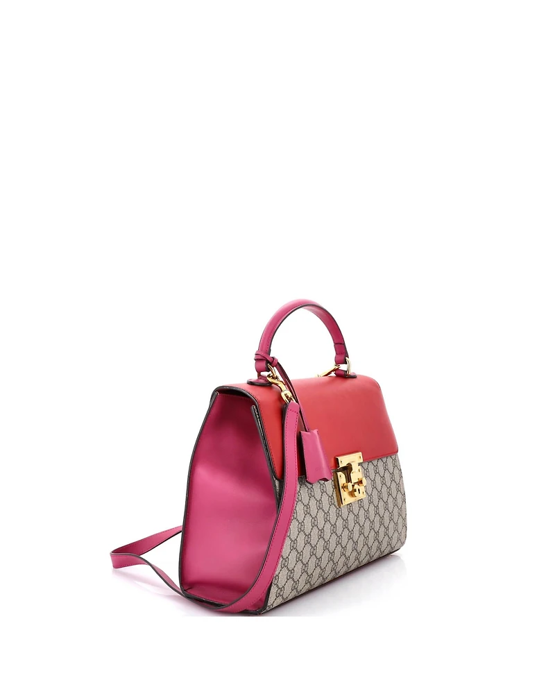 Pre-Owned Gucci Medium Padlock Top Handle Bag Gg Coated Canvas and Leather