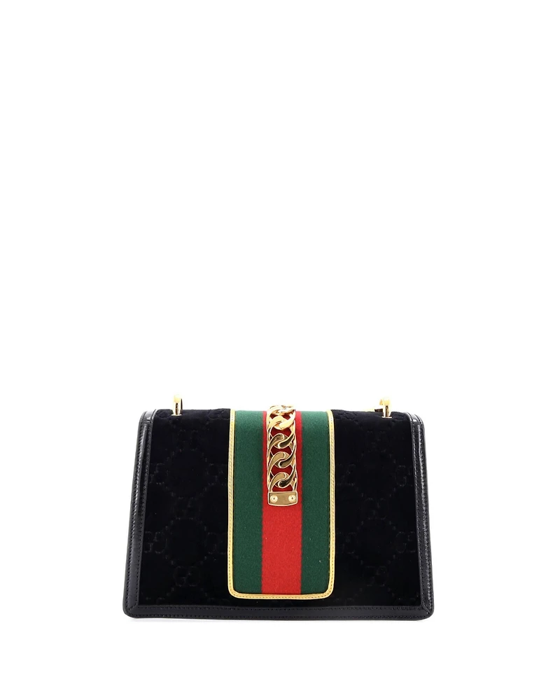 Pre-Owned Gucci Small Sylvie Shoulder Bag Gg Velvet