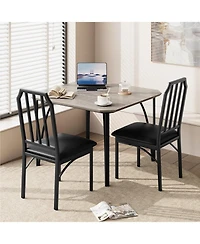 gaomon Dining Table Set for 2 With Chamfer Design,3-Piece Kitchen Table and Chairs With Cushioned Pu Seats.