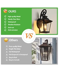 Flynama 14" Outdoor Wall Lanterns 2-Pack, Waterproof Wall Sconce with Clear Glass Panels, Patio, Garden