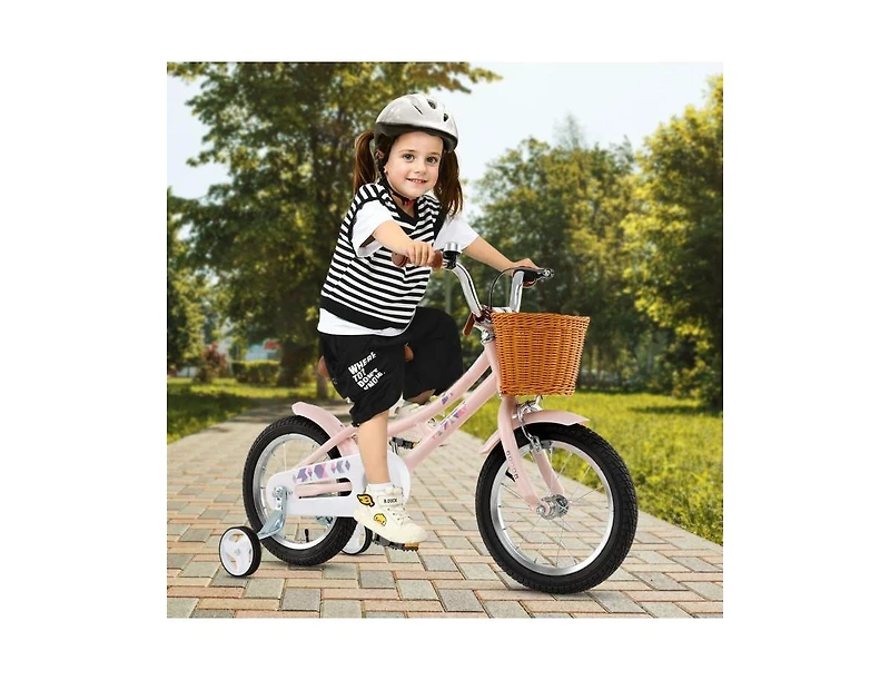 Hongge 14 Inch Kids Retro Bicycle with Adjustable Height and Basket