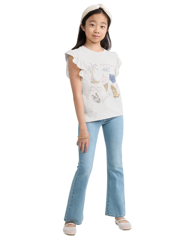 Levi's Girls' 7-16 Coastal Flutter Sleeve Graphic T-Shirt