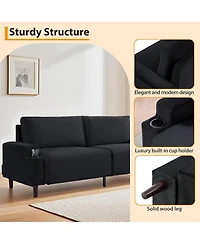 gaomon 80.7" Loveseat Sofa, Fabric Sleeper Couch with Wood Frame