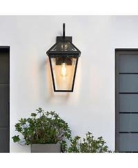 Flynama 21"(H) -Pack Outdoor Wall Lantern Light – Modern Metal and Clear Glass Sconce for Porch, Patio