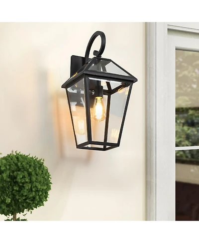 Flynama 21"(H) -Pack Outdoor Wall Lantern Light – Modern Metal and Clear Glass Sconce for Porch, Patio