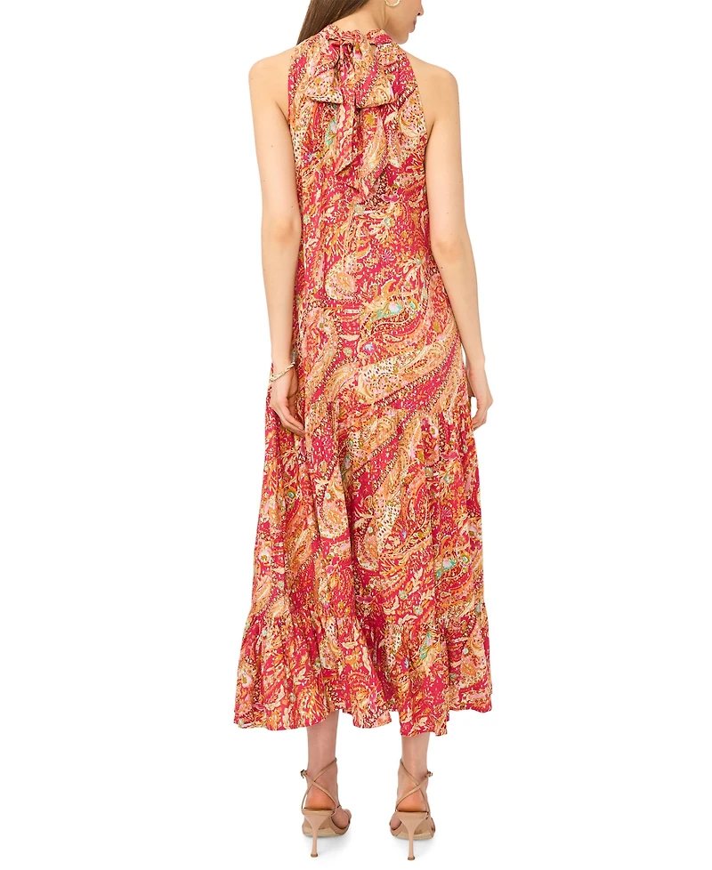 Msk Women's Halter Neck Tiered Maxi Dress