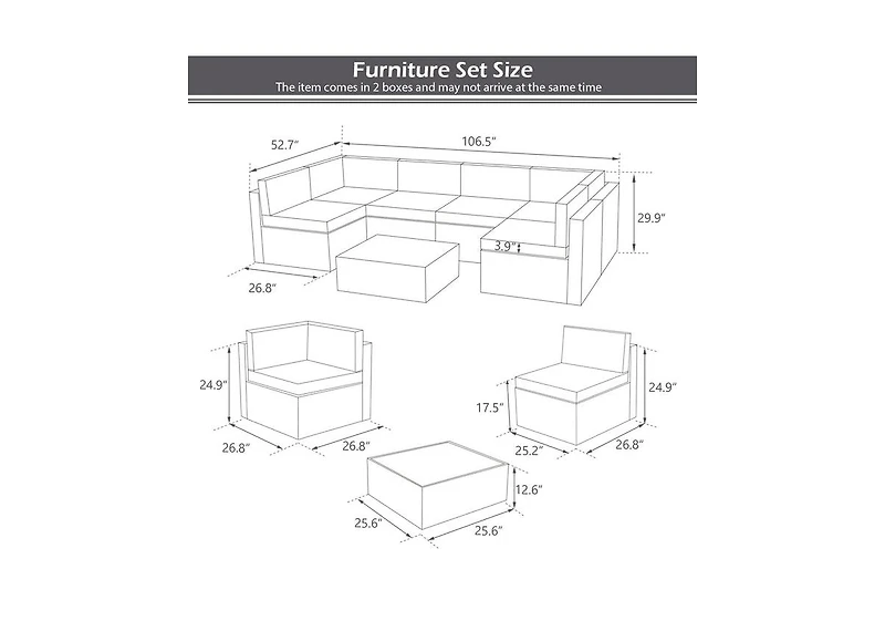 Aecojoy 7 Piece Outdoor Patio Furniture Set