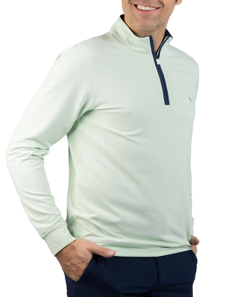Tailorbyrd Men's Micro Grid Textured Performance Quarter Zip