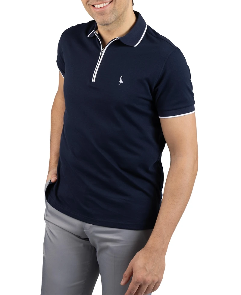 Tailorbyrd Men's Quarter Zip Fine Pique Polo Shirt
