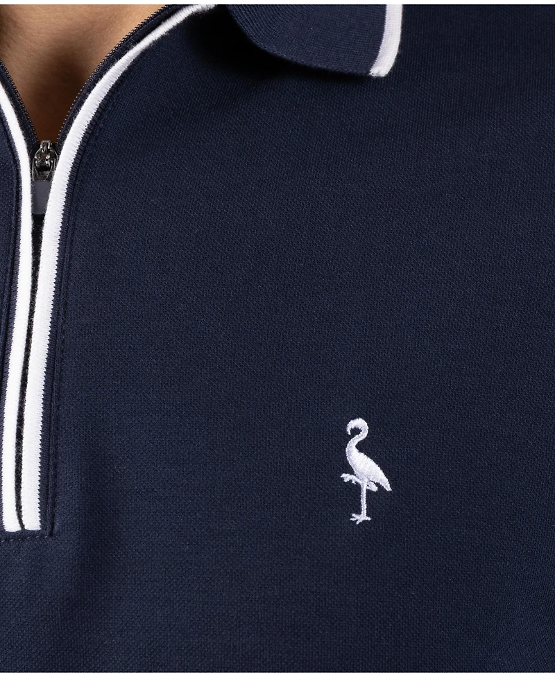 Tailorbyrd Men's Quarter Zip Fine Pique Polo Shirt