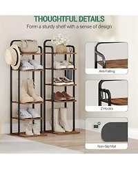 Yigii Vertical Shoe Rack Narrow Tower Adjustable Shelves 2 Hooks