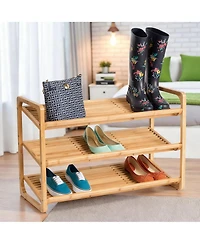 Yigii Bamboo Shoe Shelf Pairs Moisture-Resistant Wood