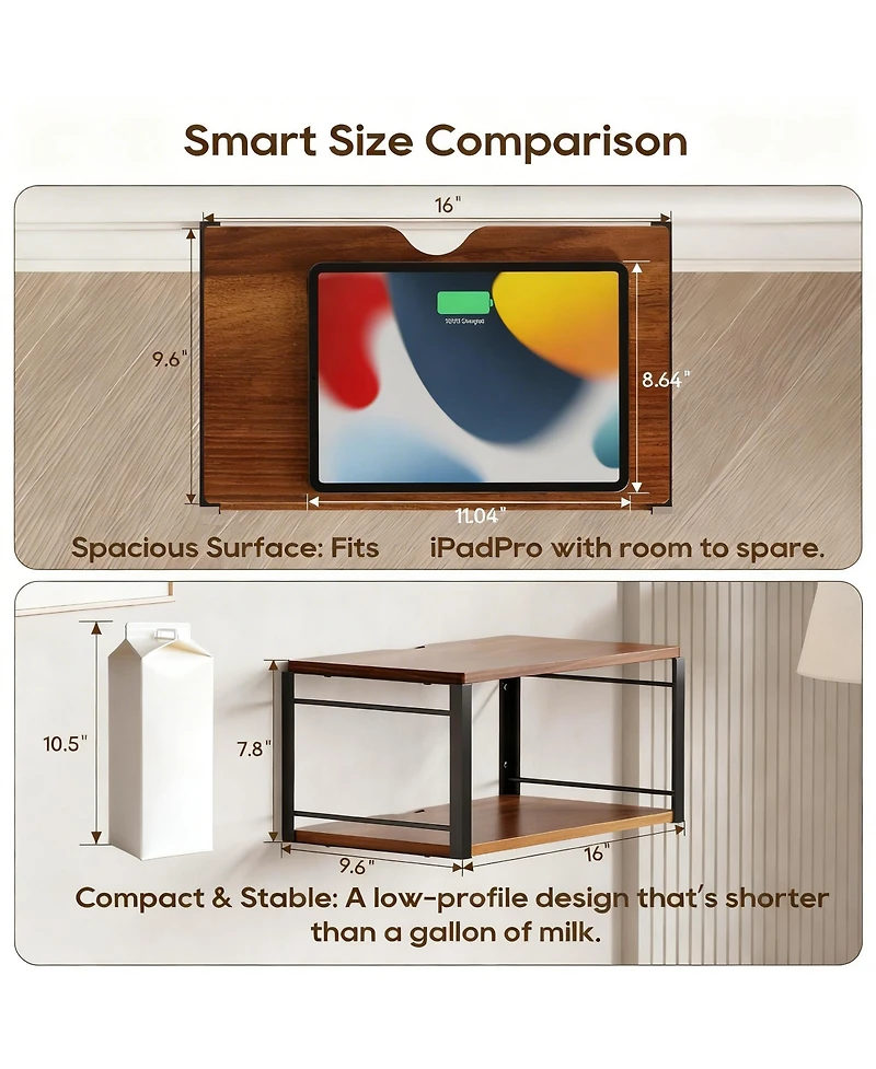 Yigii Floating Nightstand Wall Mounted Wood Shelf Bedroom Bathroom Kitchen Office Storage