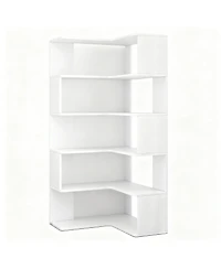 Yigii 6-Tier L-Shaped Corner Bookshelf 66" Tall Wooden Freestanding Open Shelf