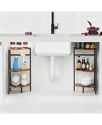 Yigii Under Pedestal Sink Shelf 2 Pack 3-Tier Corner Stand