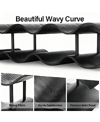 Yigii Countertop Wine shelf Wooden Storage Wavy Organizer Kitchen Cabinet Pantry Bar