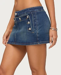 Edikted Women's Fridie Buttoned Denim Mini Skort