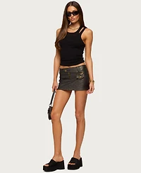 Edikted Women's Gala Faux Leather Mini Skort
