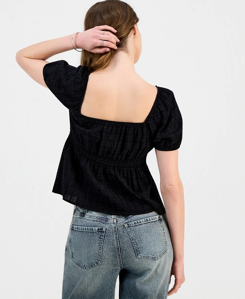 Sincerely Jules Juniors' Puff-Sleeve Babydoll Top