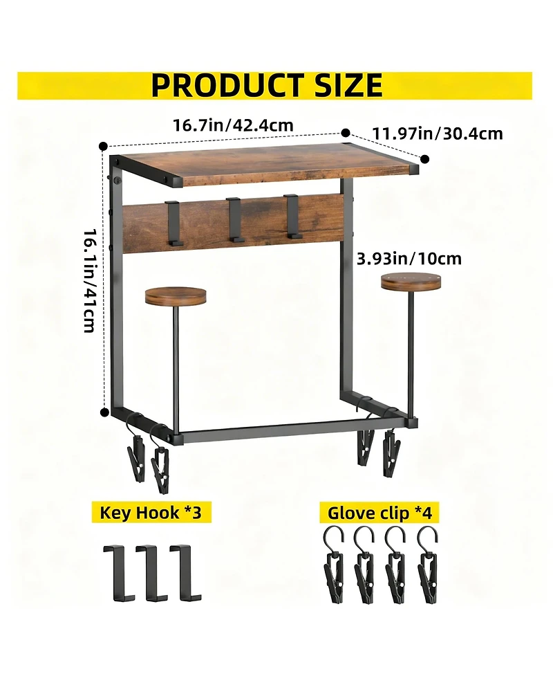 Yigii Helmet Wall Mount shelf Hat Stand Display Gear Storage Organizer Metal Wood