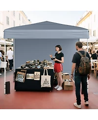 Gymax 10 X Ft Pop up Canopy Tent w/ 4 Sidewalls Wheeled Bag Sandbags 8 Stakes