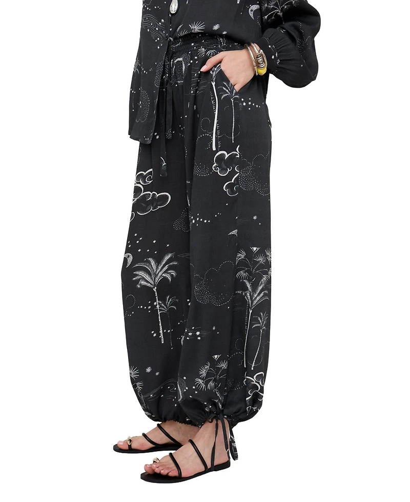 Raffya Women's Palm High Waist Print Trouser