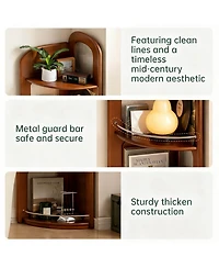 Yigii Poplar Wood Corner Bookshelf 4-Tier 64" Tall Mid Century Modern