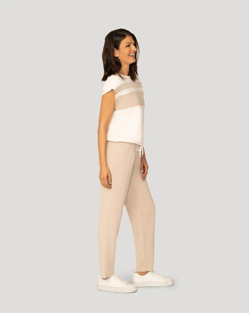 Cable & Gauge Women's Stripe Drawstring Top and Jogger Set