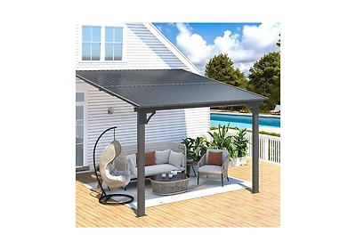 Aecojoy 10x10 Outdoor Hardtop Gazebo Adjustable Height (6.5-9.8Ft) Pergola for Patio