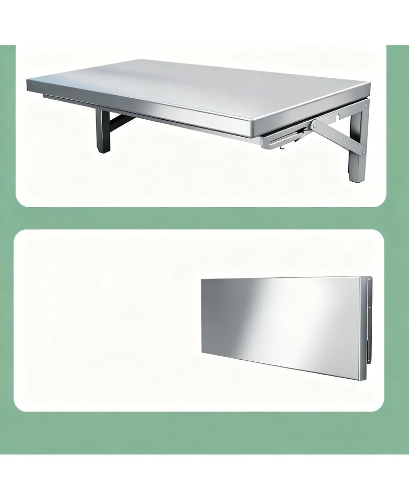 Yigii 23.6x16in Stainless Steel Folding Wall Shelf Kitchen Garage Laundry Utility Room