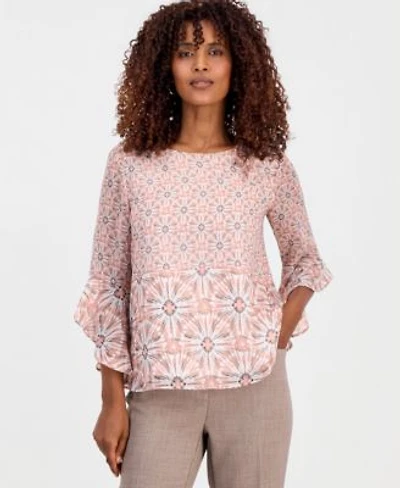 Kasper Womens Printed 3 4 Sleeve Top