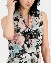 Kasper Women's Sleeveless Tie-Front A-Line Dress