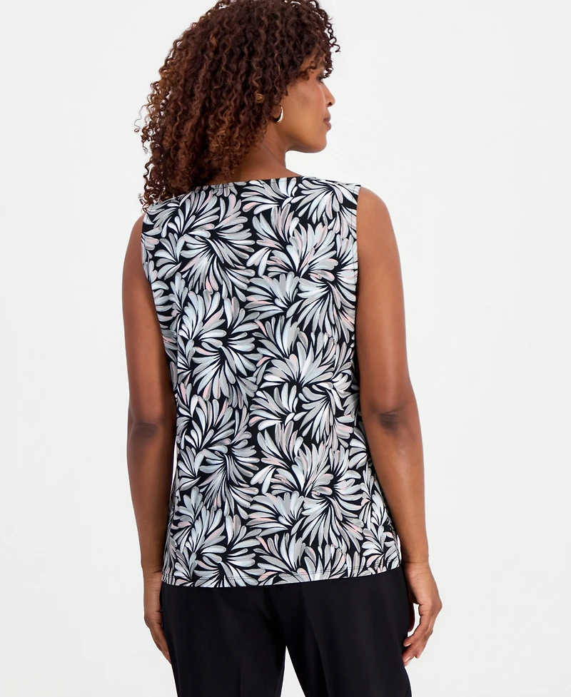Kasper Women's Sleeveless Printed Keyhole Top